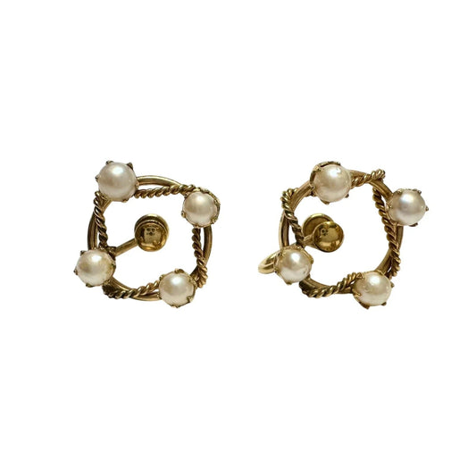 1950's Henry Griffith & Sons 1/20 - 12 K Gold Filled Pearl Screw back Earrings - Henry Griffith & Sons - Screw - Back Earrings - A+ Stuff