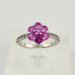 Pretty and Bright - Pink Lab Created Sapphire Petals Flower Ring - Sterling Silver Size 7.25