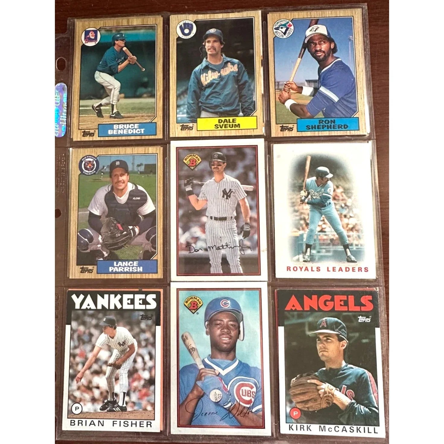 1980s & 1990 Misc MLB Baseball Cards 3 Binder Pages Lot - A+ Stuff - Collectible Trading Cards - A+ Stuff