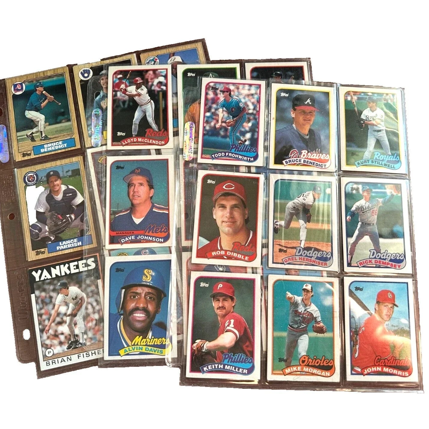 1980s & 1990 Misc MLB Baseball Cards 3 Binder Pages Lot - A+ Stuff - Collectible Trading Cards - A+ Stuff