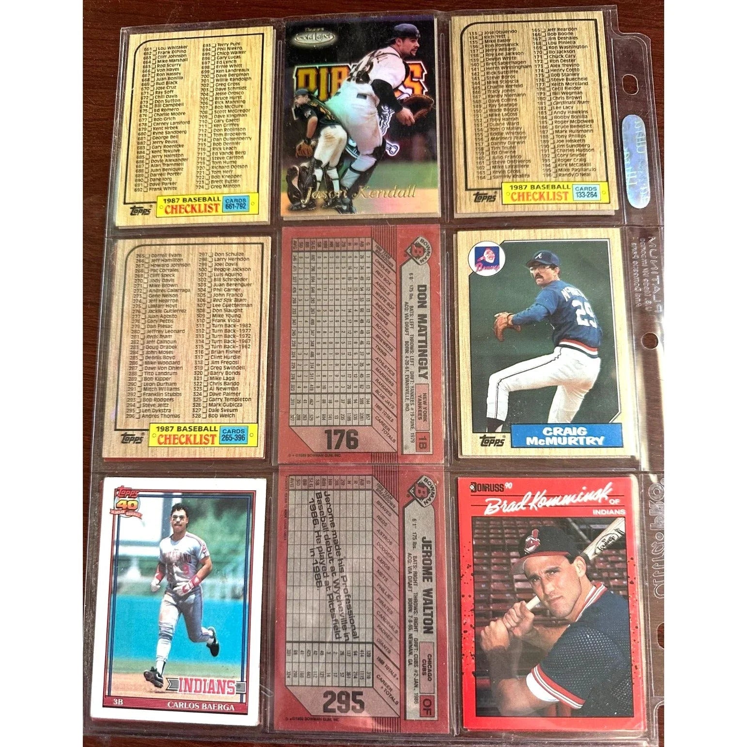 1980s & 1990 Misc MLB Baseball Cards 3 Binder Pages Lot - A+ Stuff - Collectible Trading Cards - A+ Stuff