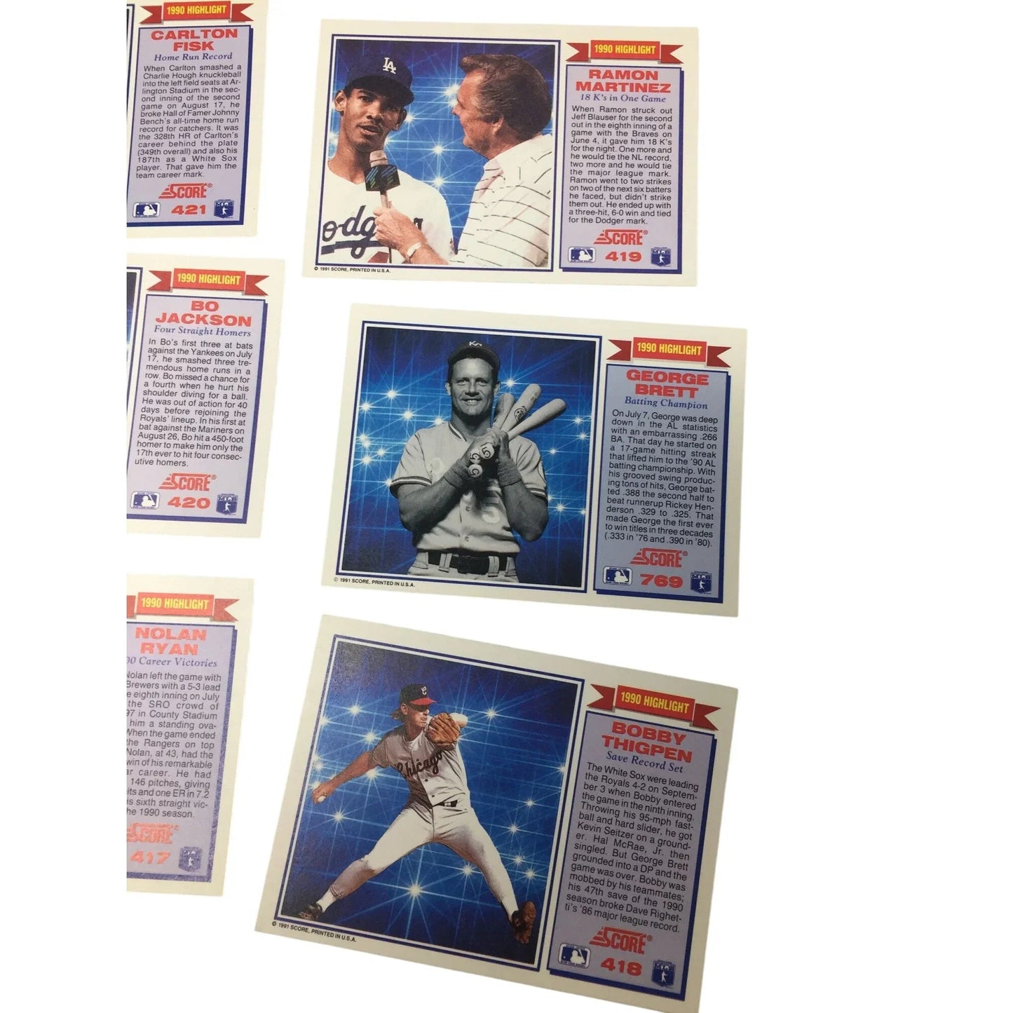 1990 Highlight Score 91 Collectible Baseball Trading Cards (6) - A+ Stuff - Collectible Trading Cards - A+ Stuff