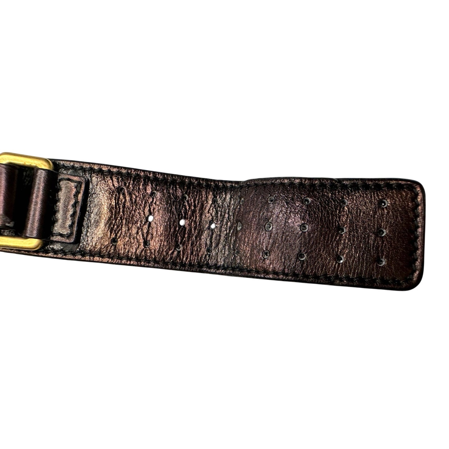 Yves Saint Laurent (YSL) Wide  Leather Cuff Bracelet w Large Buckle