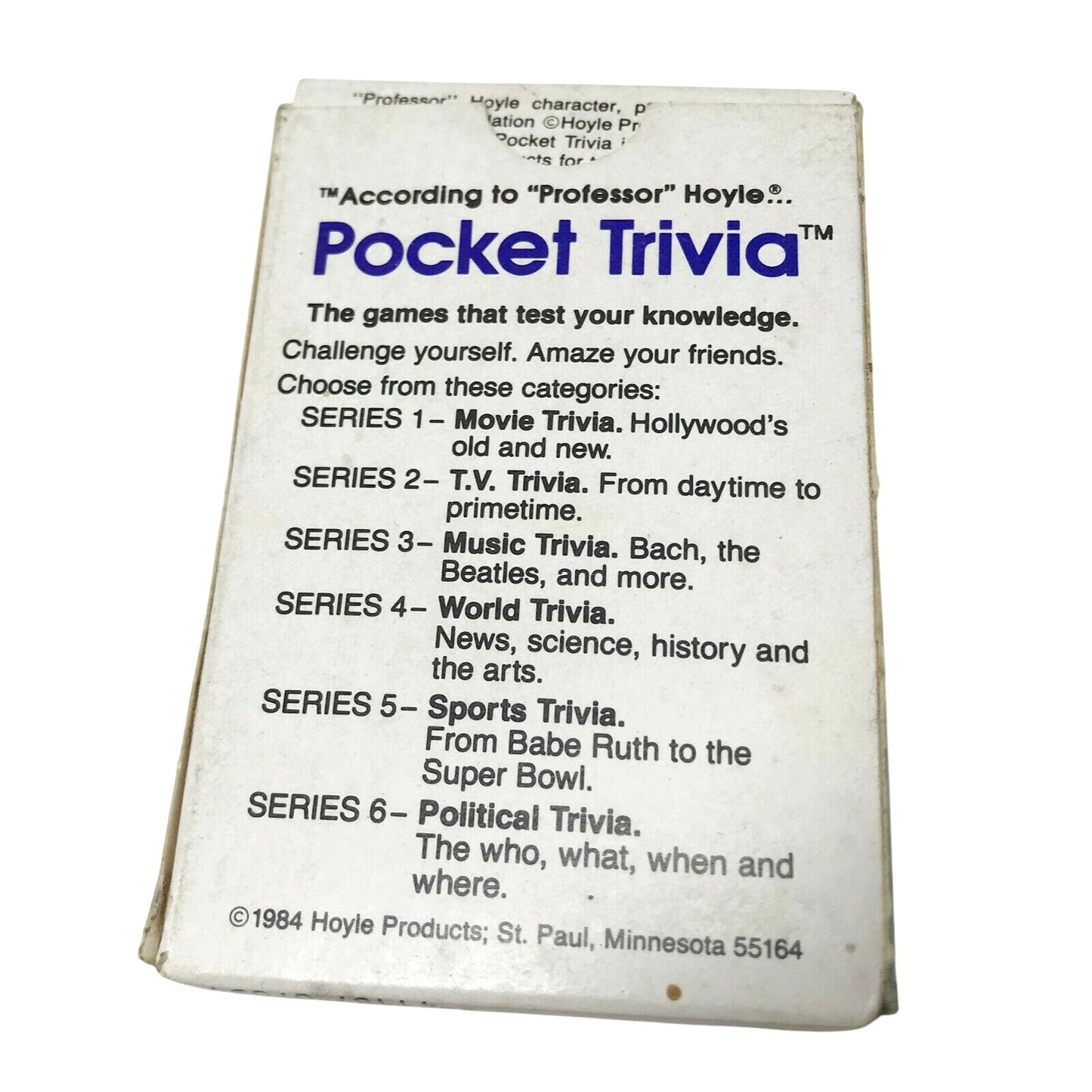 Sports Trivia Game -  HOYLE 1980s Card Game POCKET TRIVIA Series 5 - SPORTS Trivia