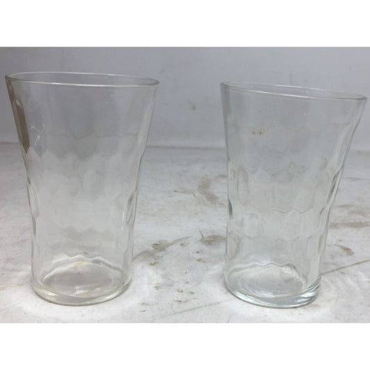 Vintage Hand Blown Set Of 2 Thumbprint Patterned Shot Glasses- 3" Tall