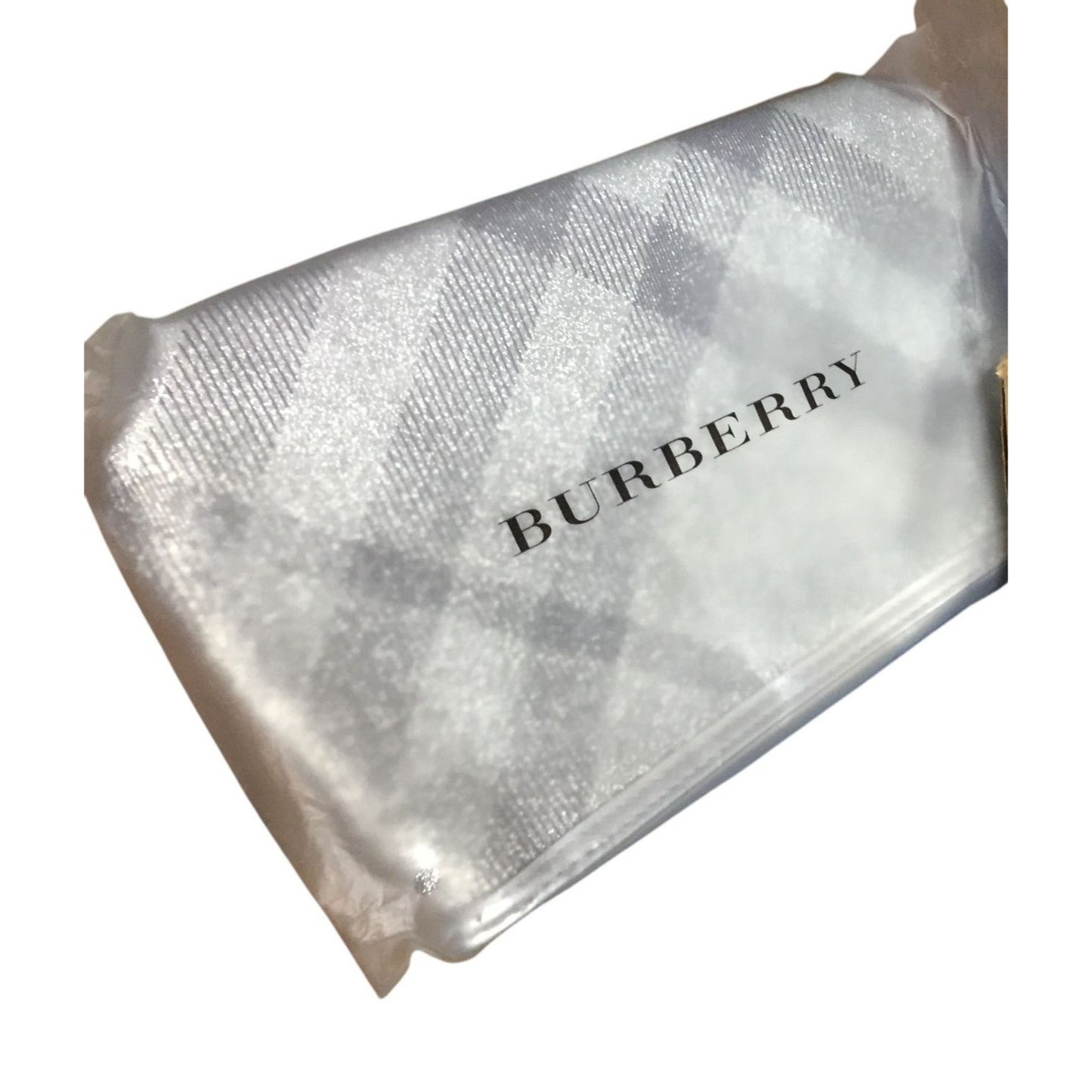 Burberry Beauty VIP Gray and White Check Cosmetic Pouch with Package