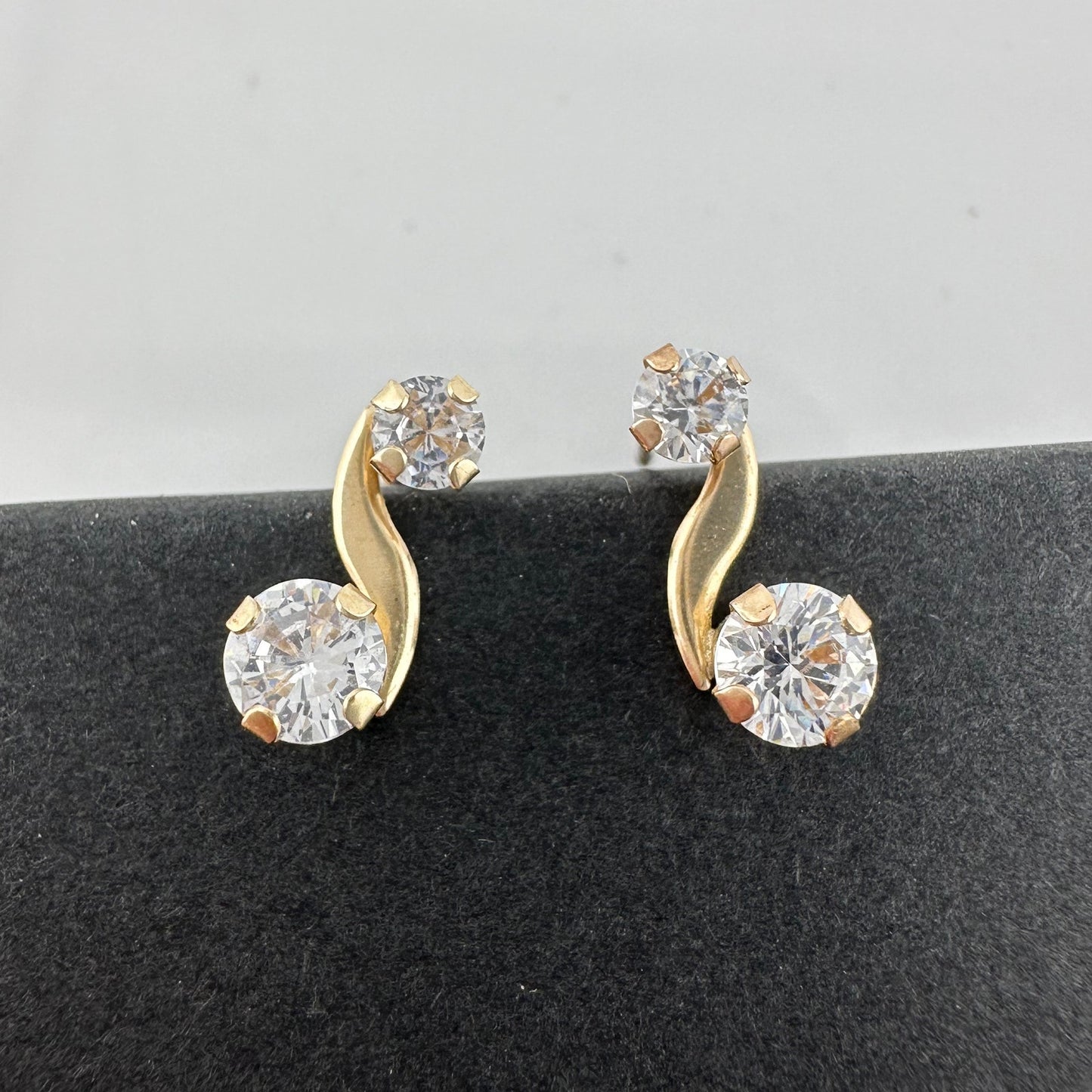 10kt Solid Gold Brilliant CZ Journey Earrings