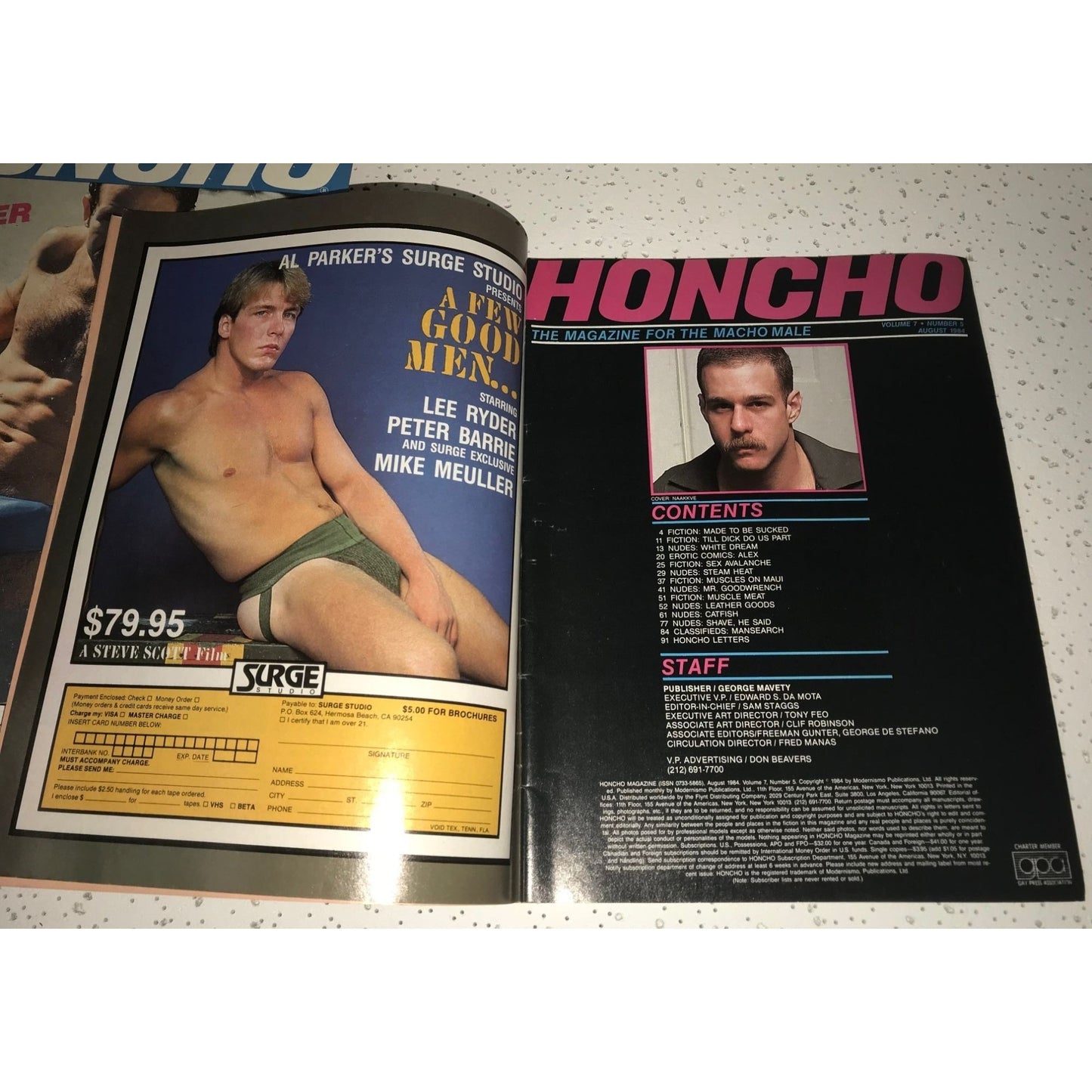 HONCHO Aug. 1984 Sizzling Fiction Vintage Gay Magazine