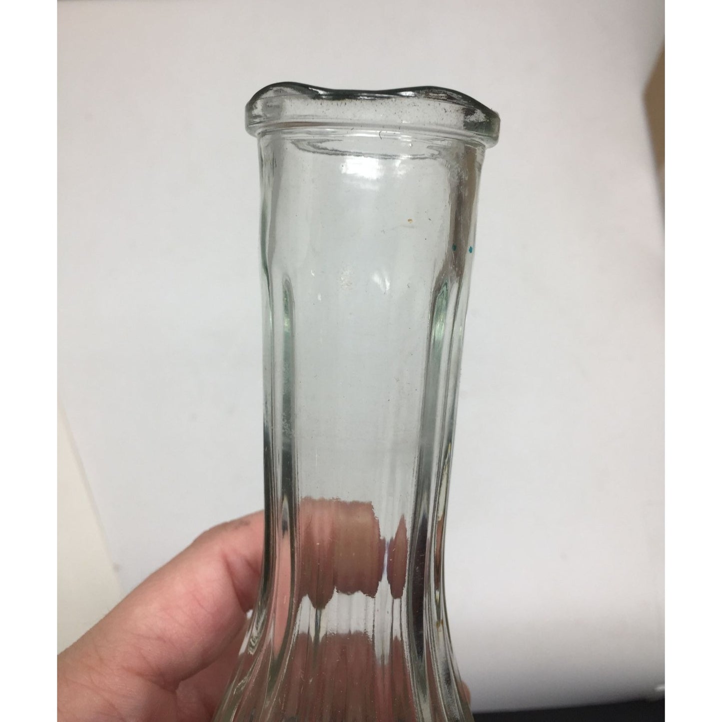 Short 6'' tall Ribbed Clear Glass Bud Vase