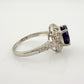 Beautiful Dark Purple Amethyst and Diamond Accent Ring - Sterling Silver Size 7.25