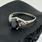 Black Sapphire and Diamond Accent Oval Ring - Sterling Silver - Size 7 - Simple Beauty!