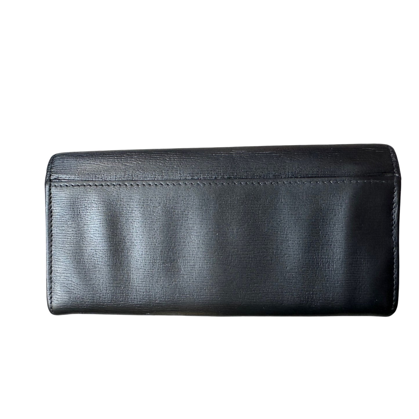 Gucci Black Long Bifold Wallet with Silver Belt Buckle