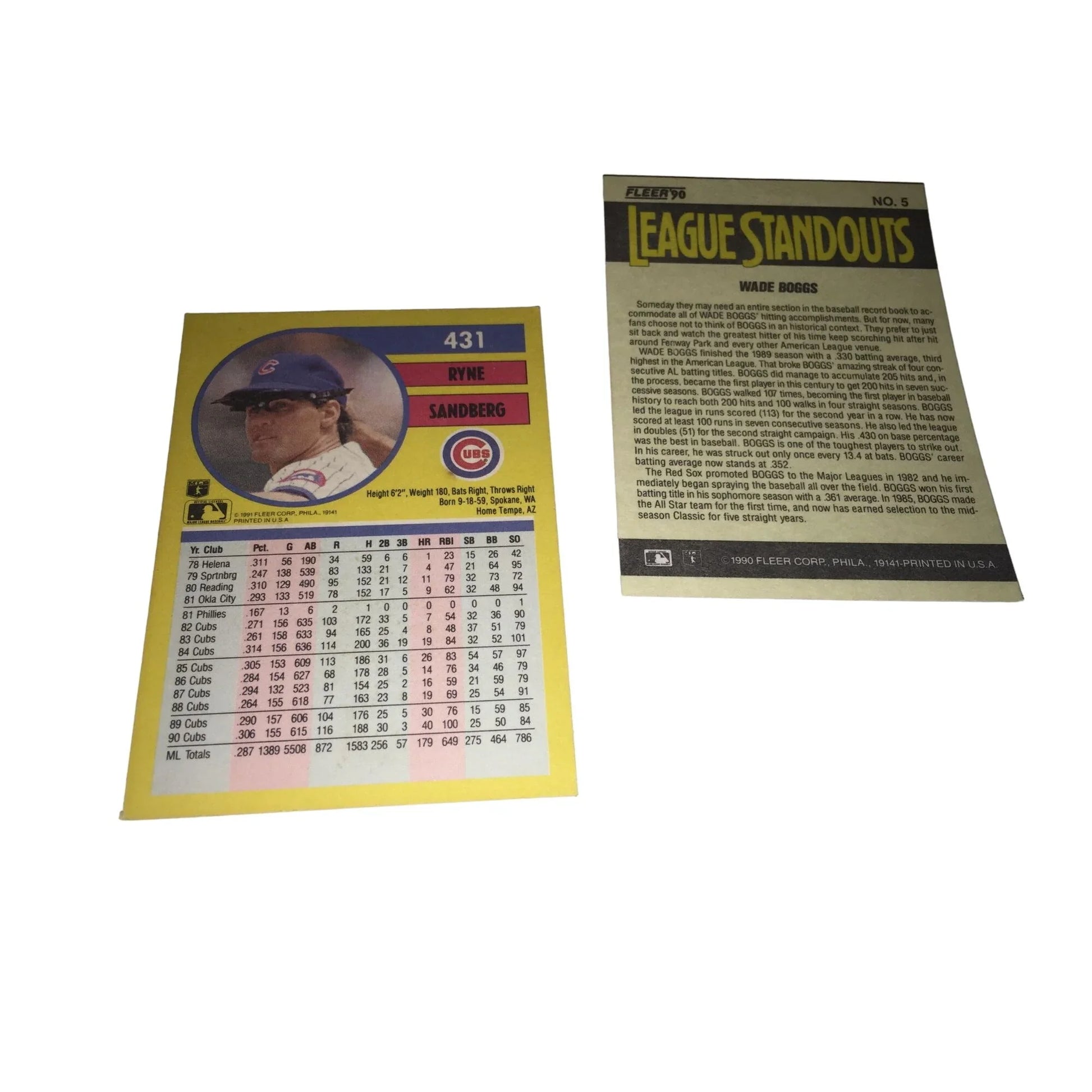 Ryne Sandburg, Wade Boggs, Darryl Strawberry Vintage Baseball Trading Cards - A+ Stuff