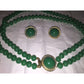 Womens Green Beaded Necklace and Matching Clip On Earrings