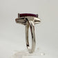 Marquise Cut Garnet & Diamond Ring - Sterling Silver - Size 8