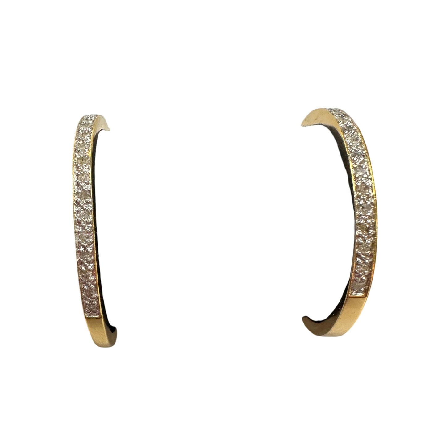 Beautiful 1/2 Carat Inside Out Diamond Hoop Earrings - 14kt Goldplate over 925 Sterling Silver