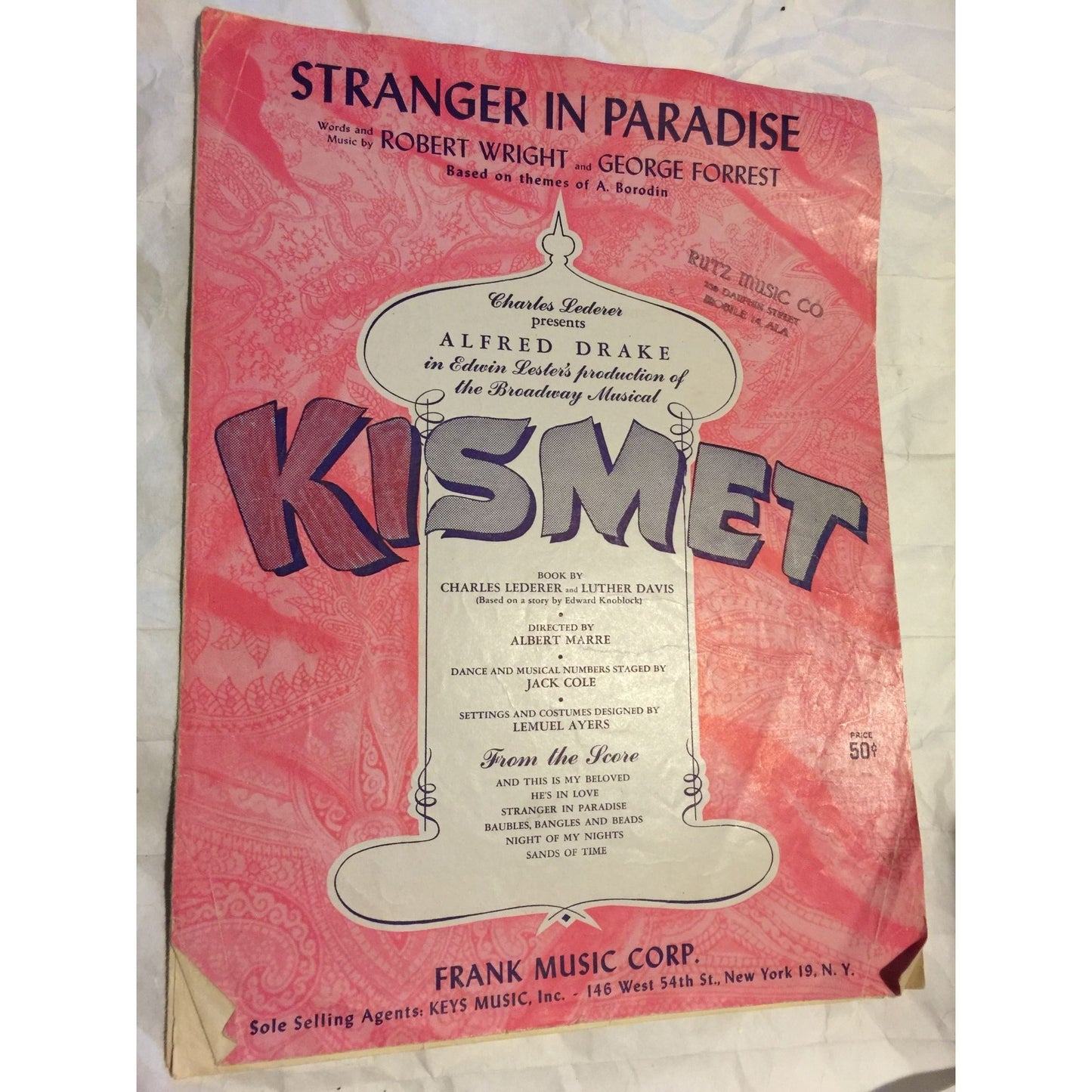 Stranger in Paradise Vintage Sheet Music from the Broadway musical "Kismet"