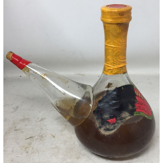 Vintage Glass Bottle Of Sangria (I believe) with Spout (1/2 Full with Liquid)