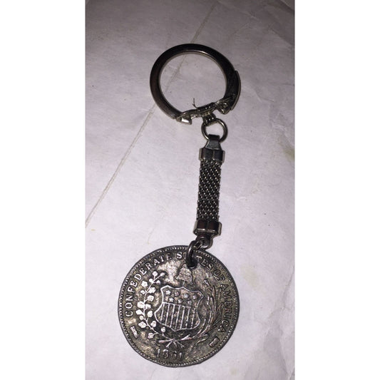 1861 Confederates States of America Vintage Collectible Silver Key Chain