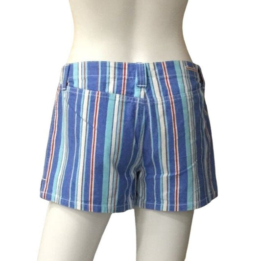 Abercrombie Size 14 Girls Blue, White, Red Striped Button Up Shorts w/ Pockets