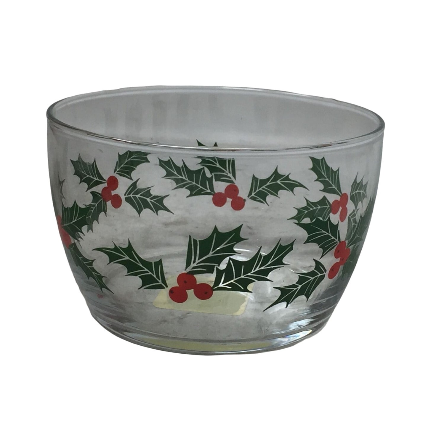 Libbey Christmas Holly Berries Small Glass Bowl- 2.5 by 4 inches