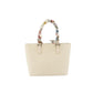 Burberry Off White Leather Tote Hand Bag with Scarf