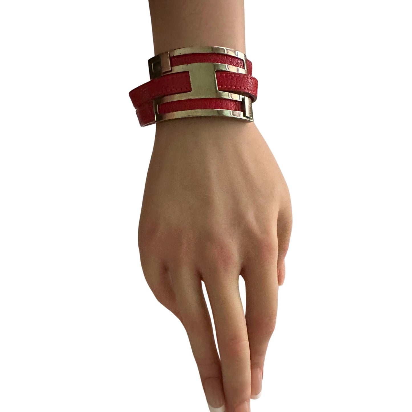 Hermes Pousse - Pousse Red Leather Wrap Bracelet