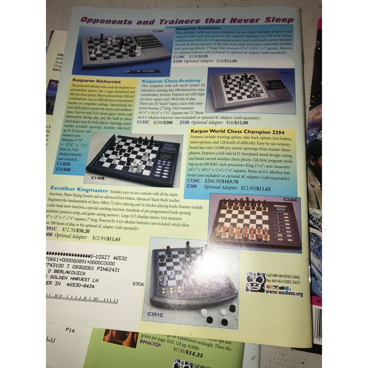 Vintage Bundle of 5 Chess Life Collectible Magazines (Jan- May 2001)