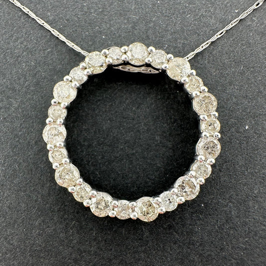 Beautiful 1 Carat  Diamond Circle Necklace in Sterling Silver