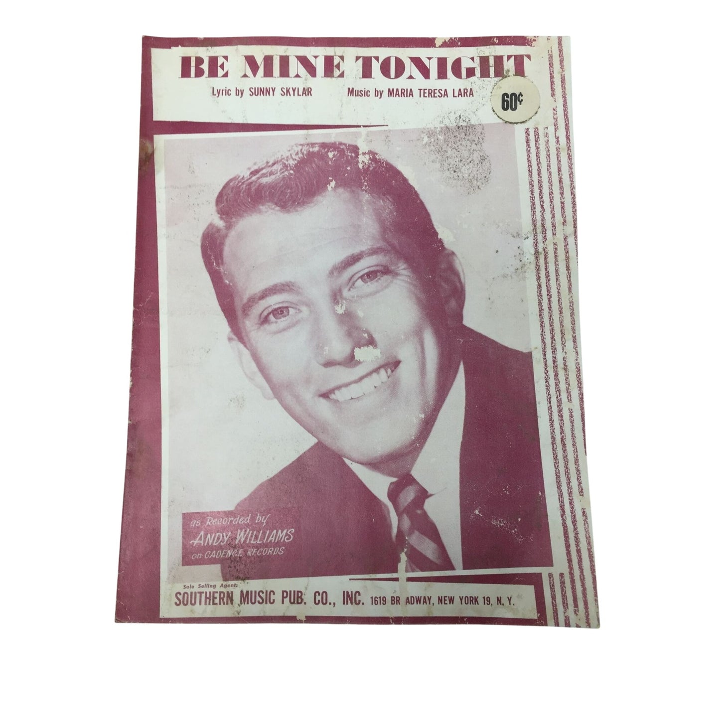 ''BE MINE TONIGHT'' SHEET MUSIC