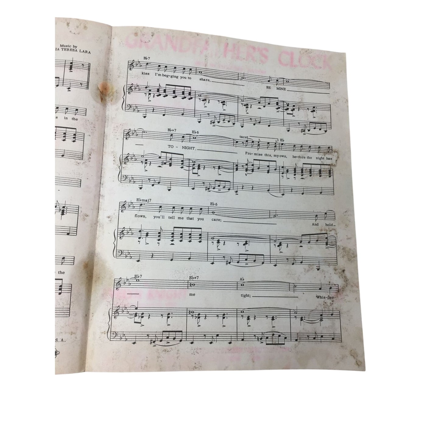 ''BE MINE TONIGHT'' SHEET MUSIC