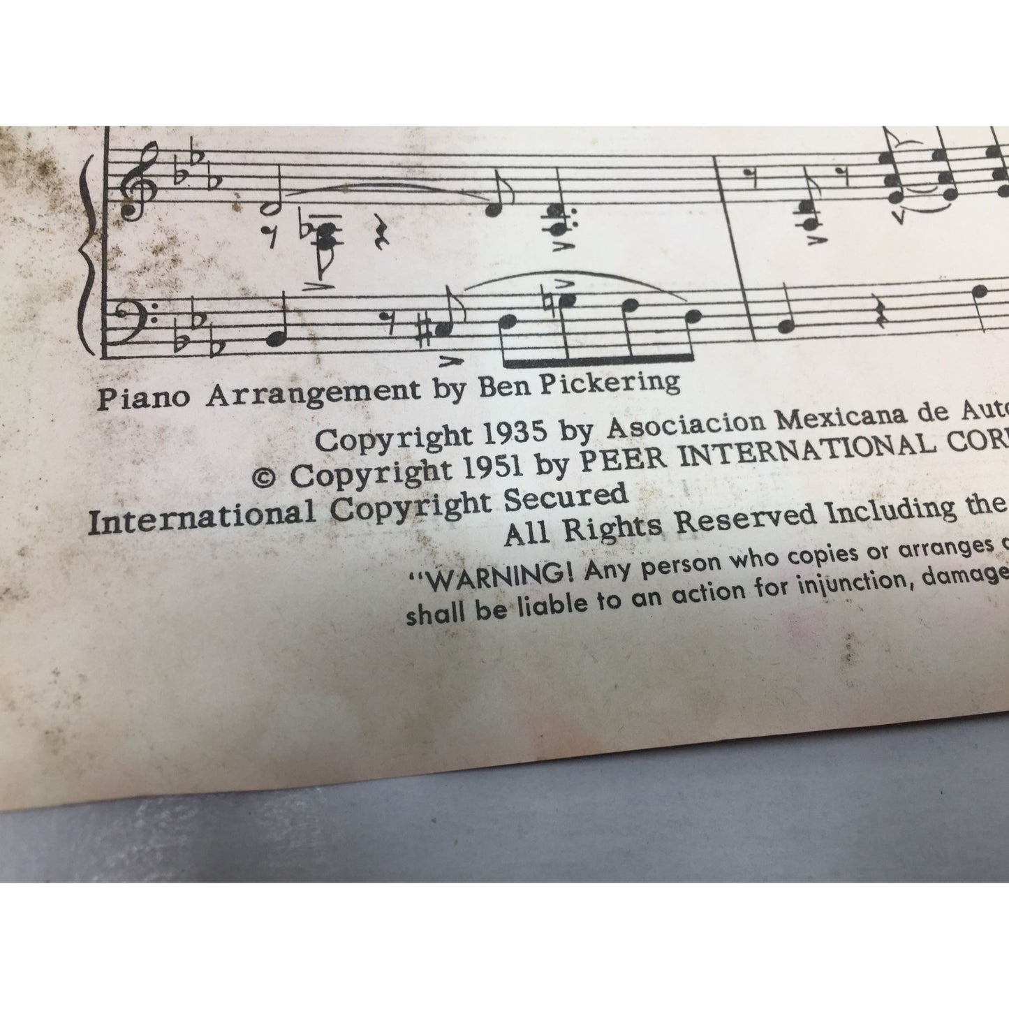 ''BE MINE TONIGHT'' SHEET MUSIC