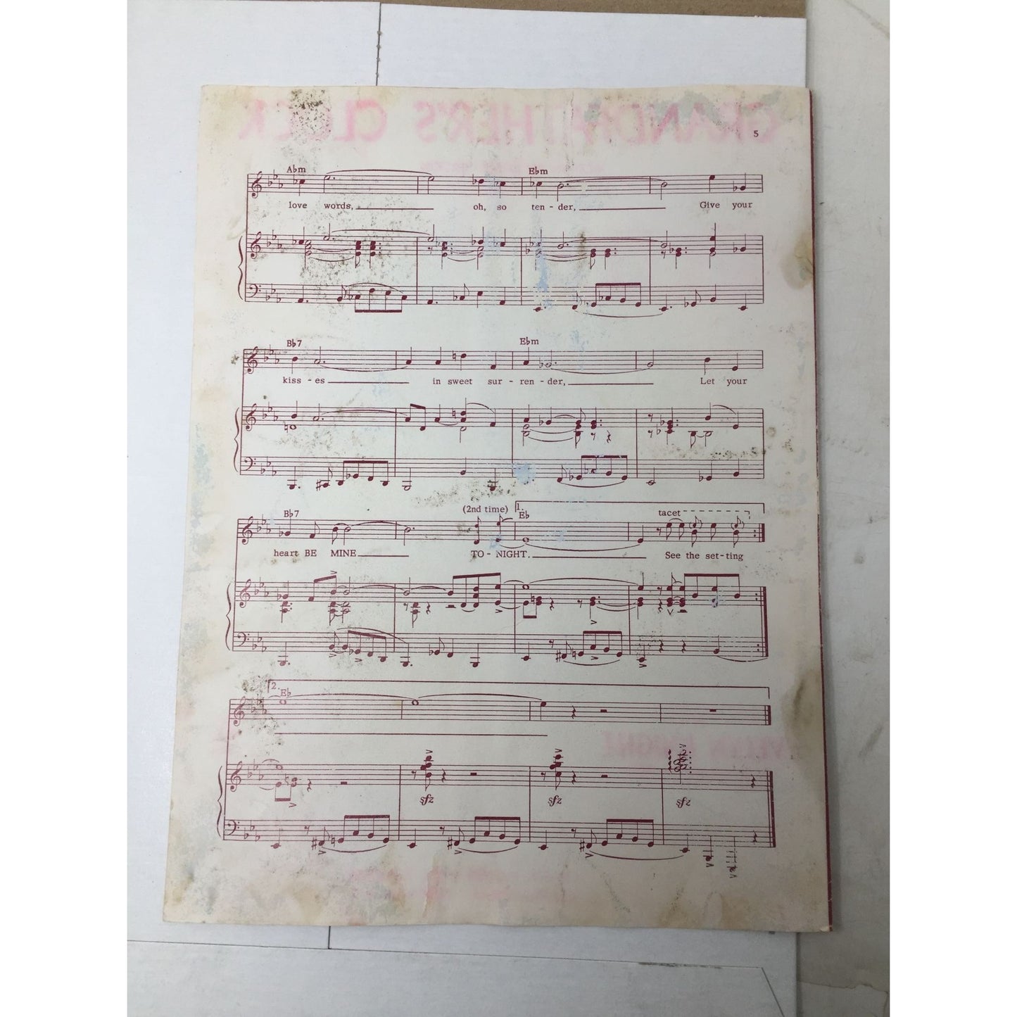 ''BE MINE TONIGHT'' SHEET MUSIC