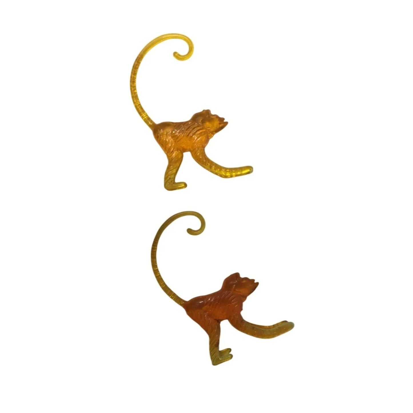 2 Orange Plastic Miniature Monkey Figurines with Curled tails - A+ Stuff - Figurines - A+ Stuff