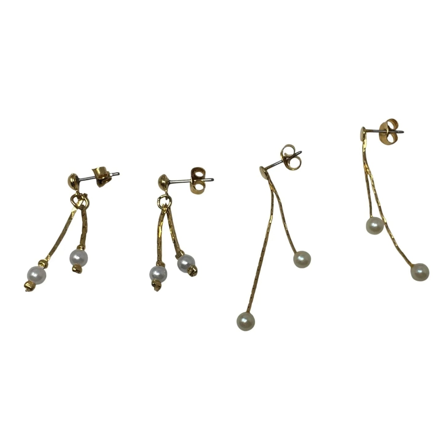2 Pairs of Women's Beautiful Gold Tone & Faux Pearl Drop Dangle Earrings - A+ Stuff - Earrings - A+ Stuff