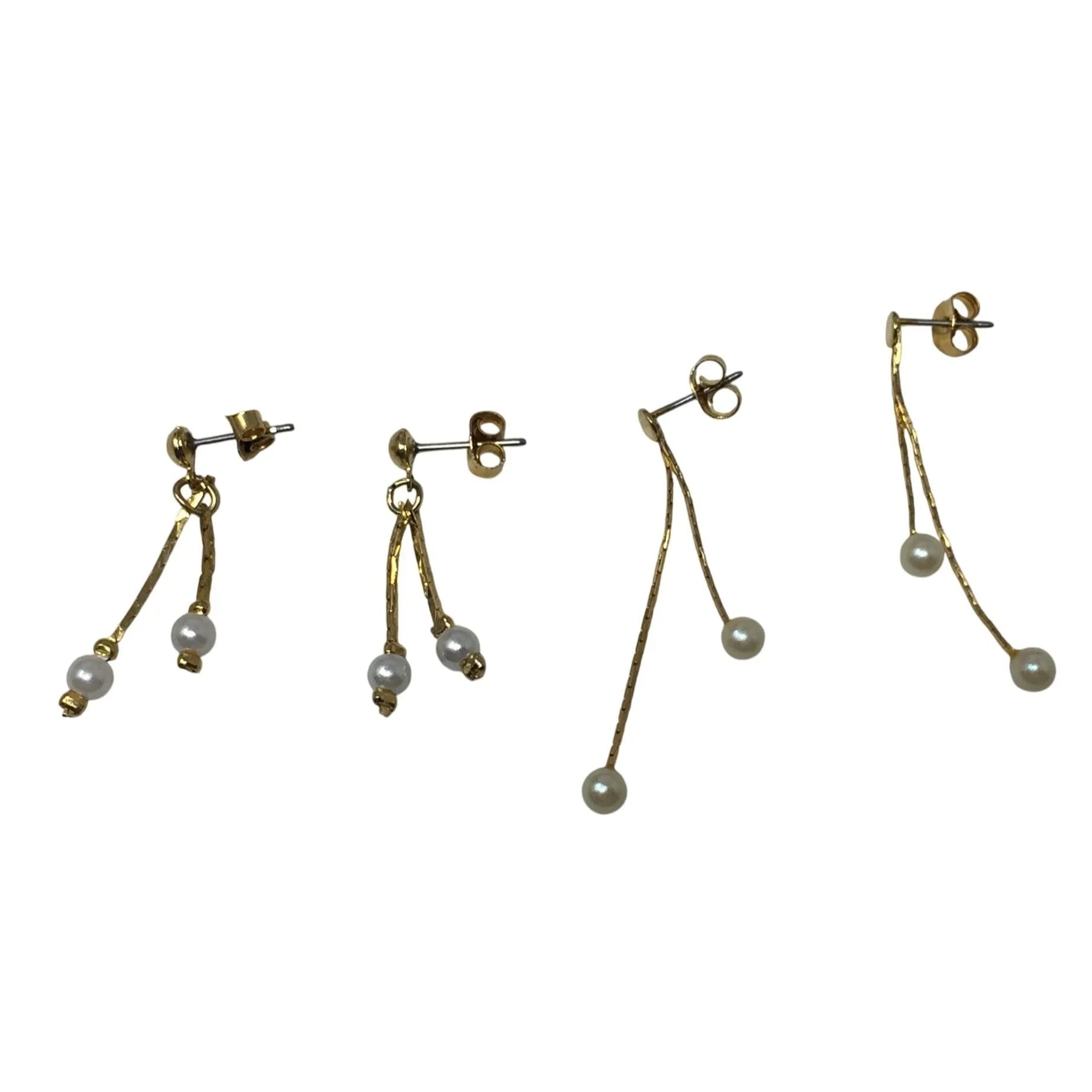 2 Pairs of Women's Beautiful Gold Tone & Faux Pearl Drop Dangle Earrings - A+ Stuff - Earrings - A+ Stuff