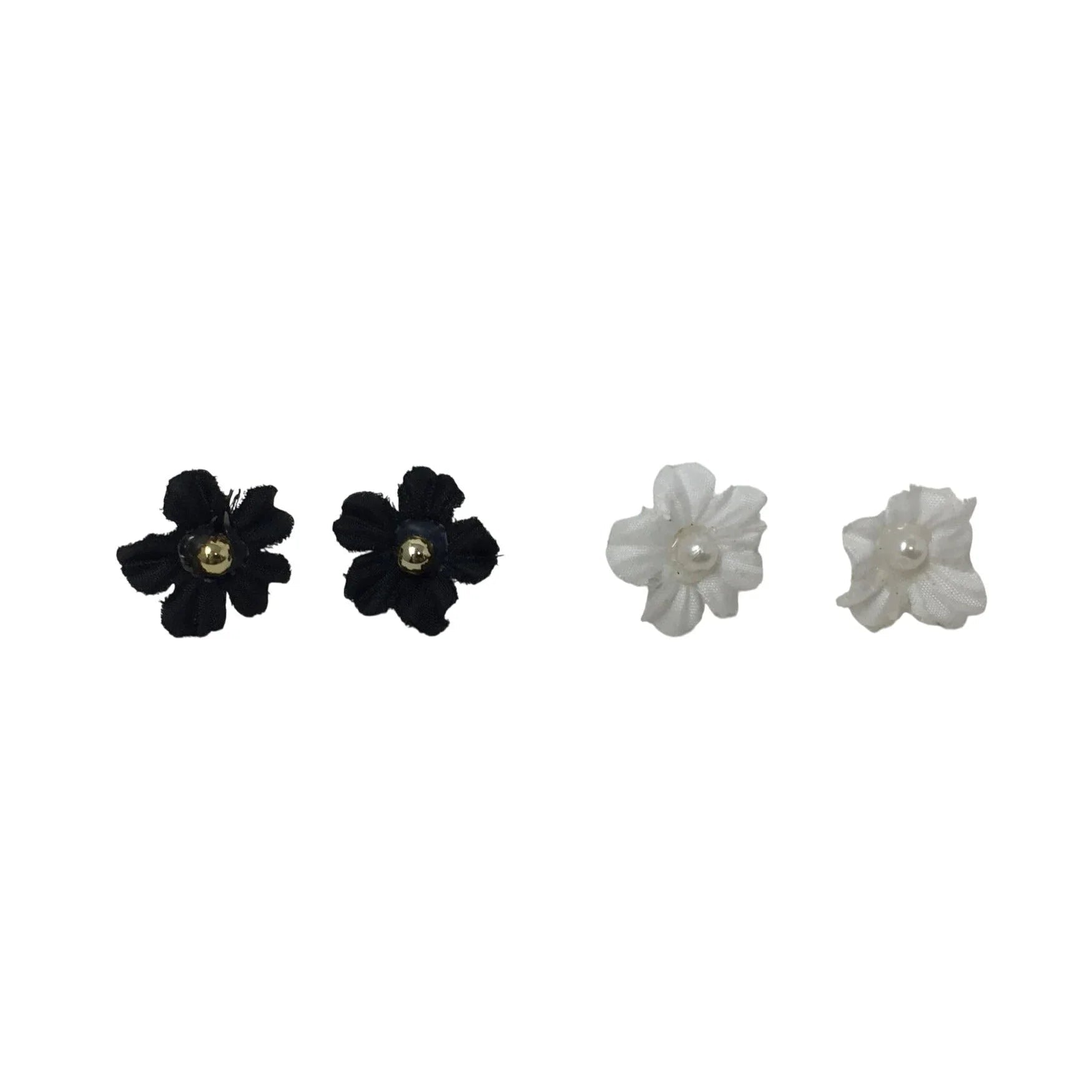 2 Pairs of Women's Flower Earrings (1 black and 1 white pair) - A+ Stuff - Earrings - A+ Stuff