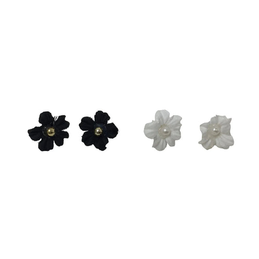 2 Pairs of Women's Flower Earrings (1 black and 1 white pair) - A+ Stuff - Earrings - A+ Stuff