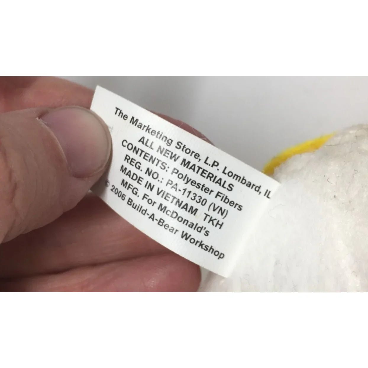 2006 Build A Bear Miniature White Cuddly Teddy Bear Wearing Yellow/Black Tee Shirt - build a bear - Plush Toys / Stuffed Animals - A+ Stuff