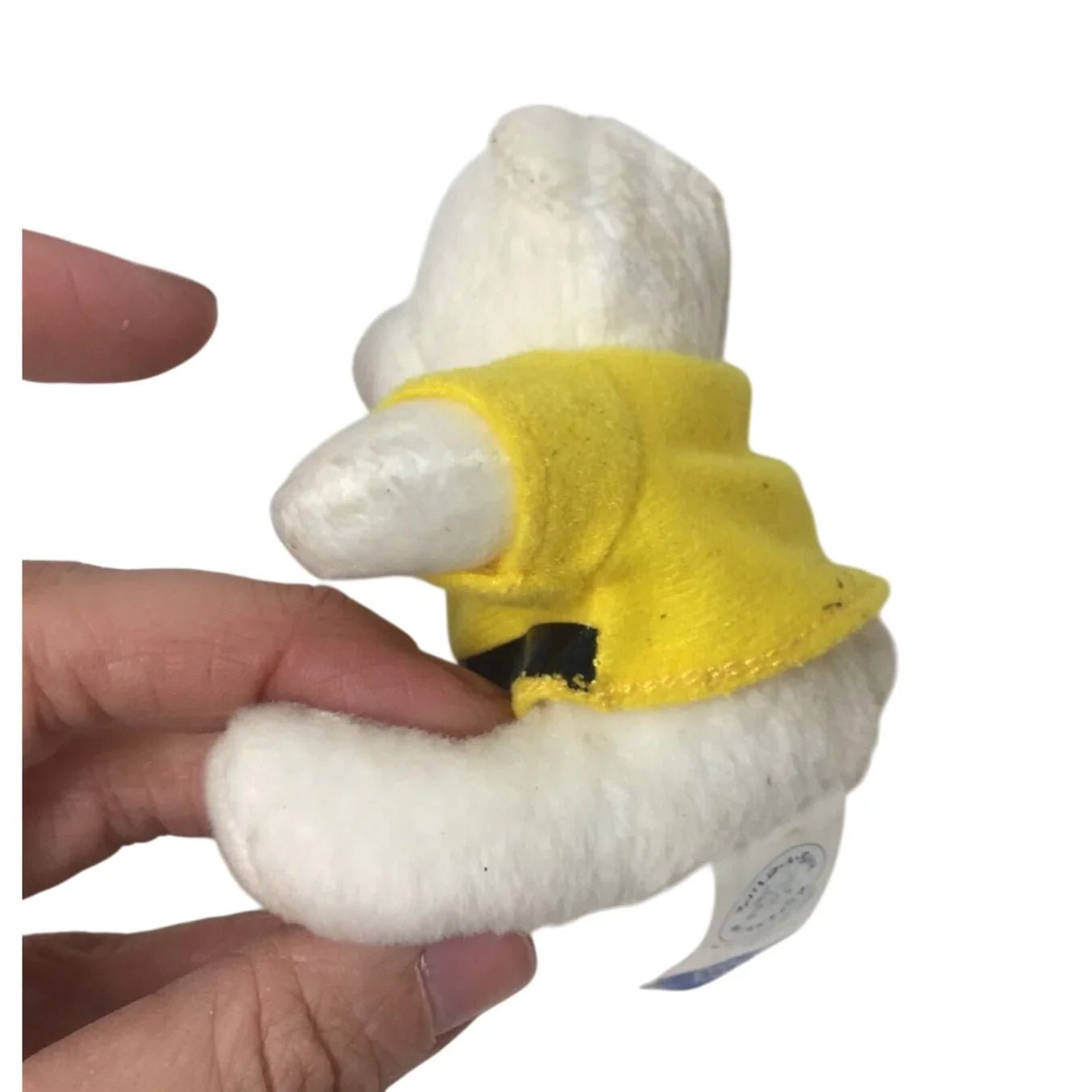 2006 Build A Bear Miniature White Cuddly Teddy Bear Wearing Yellow/Black Tee Shirt - build a bear - Plush Toys / Stuffed Animals - A+ Stuff