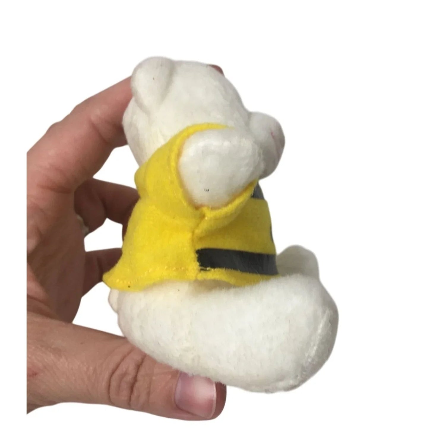 2006 Build A Bear Miniature White Cuddly Teddy Bear Wearing Yellow/Black Tee Shirt - build a bear - Plush Toys / Stuffed Animals - A+ Stuff
