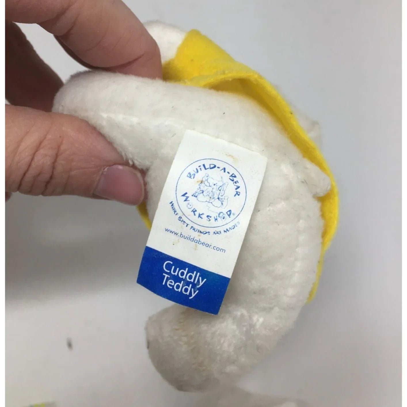 2006 Build A Bear Miniature White Cuddly Teddy Bear Wearing Yellow/Black Tee Shirt - build a bear - Plush Toys / Stuffed Animals - A+ Stuff