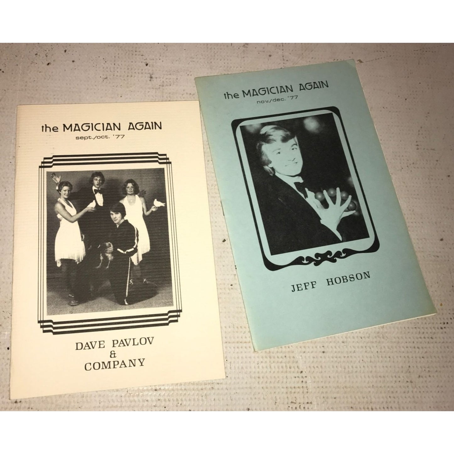 Vintage 1977 Set of 2 The Magician Again Programs- Jeff Hobson and Dave Pavlov & Co