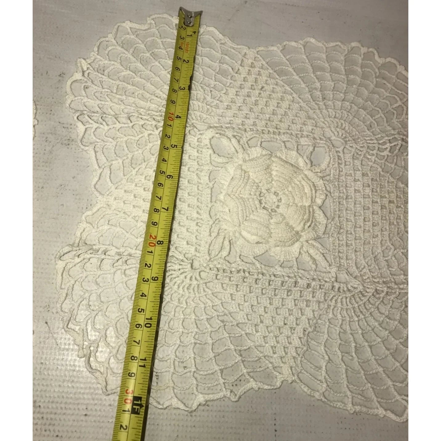 Set of 2 White/Cream Colored Handmade Crocheted Table Placemats/Doilies - A+ Stuff