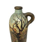 Folk Art Handprinted Tall stoneware jug with fine art scene