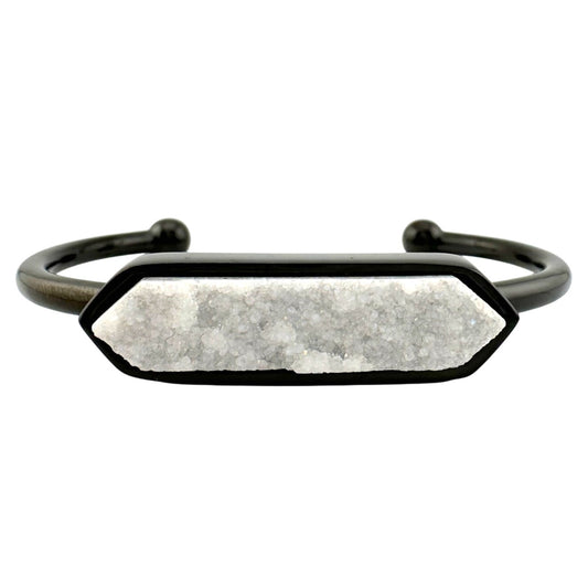 Black Ondine White Quartz Bangle Bracelet