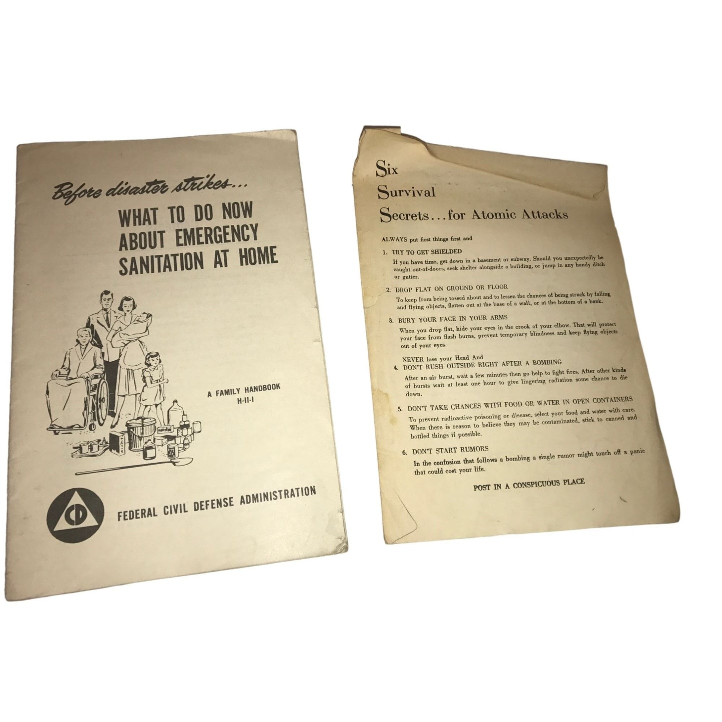 Six Survival Secrets for Atomic Attacks/Emergency Sanitation at Home Handbooks/Pamphlets (3)