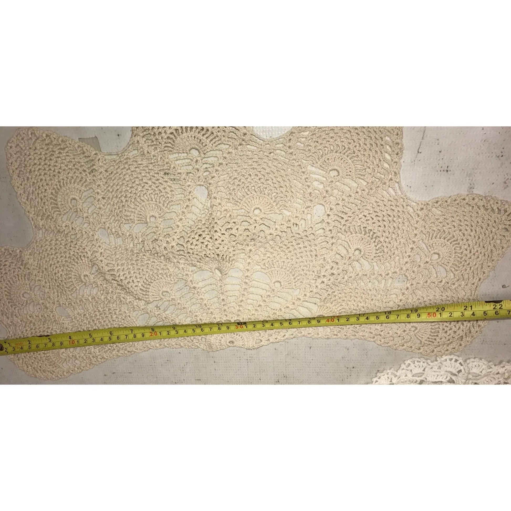 Set of 4 White/Cream Colored Handmade Crocheted Table Placemats/Doilies - A+ Stuff