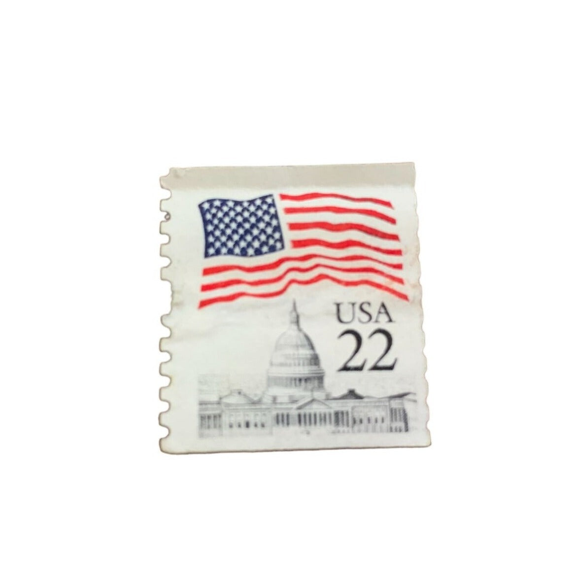 Vintage US 22 Capitol Hill Postage Stamp with American Flag