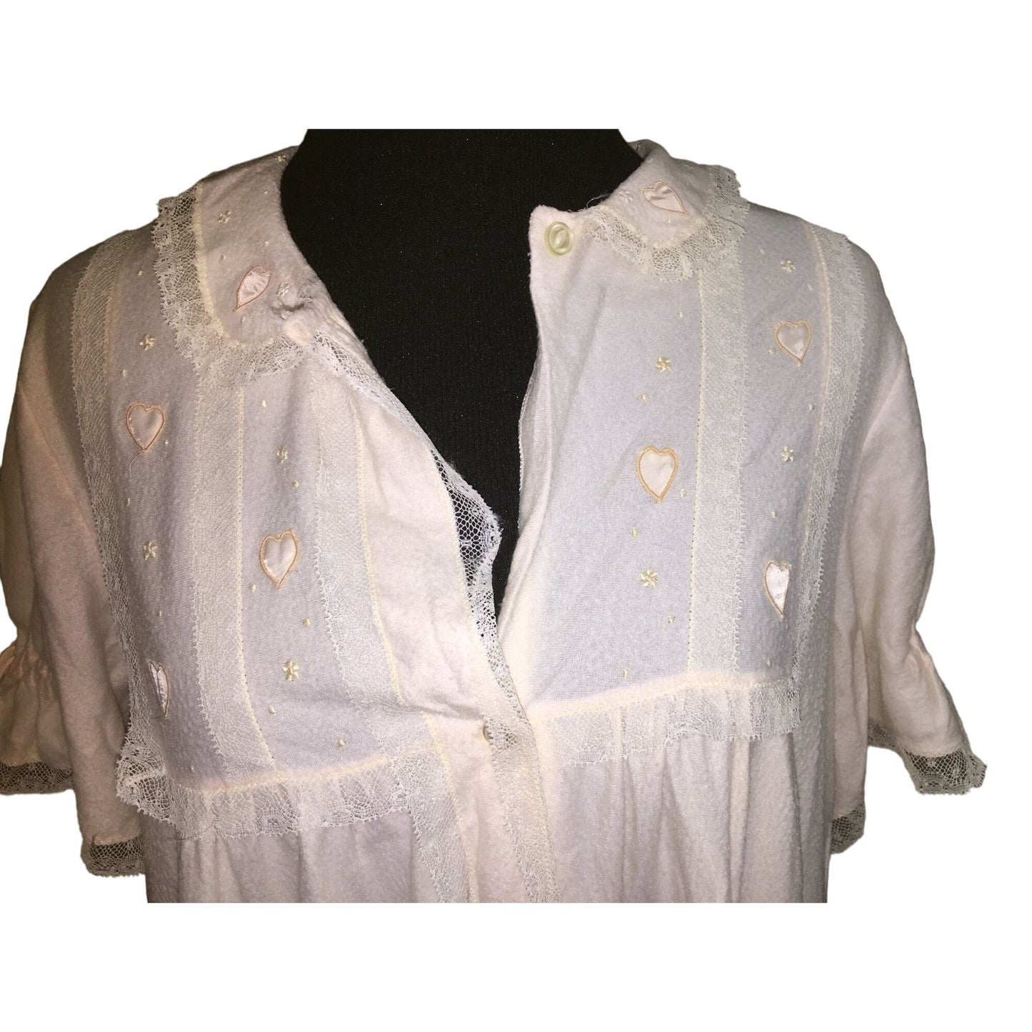 Womens Saks Fifth Avenue White Lace Button Down nightgown